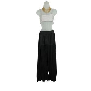 Forever 21 Women's Black Sheer Boho Pants with Shorts  Elastic Waist Sz Small